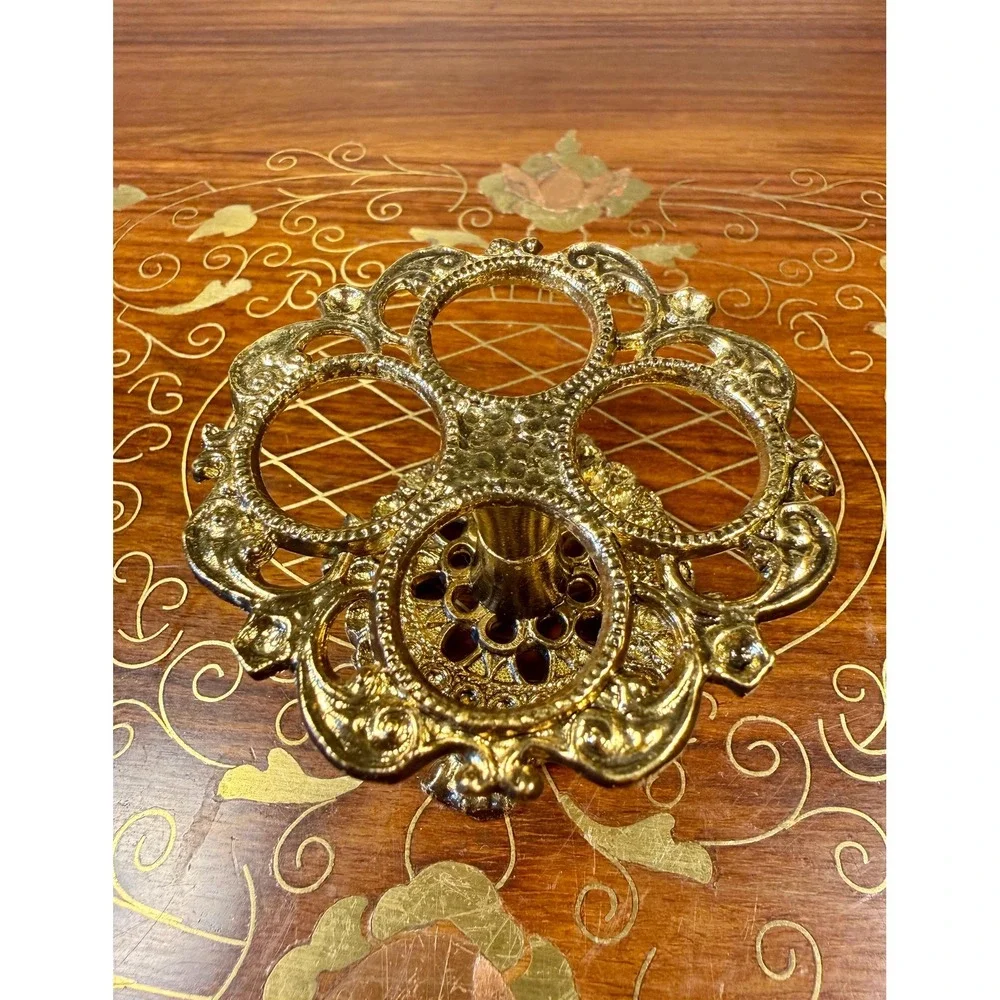 Vintage Gold Tone Lipstick Holder • Ornate Hollywood Regency Vanity Organizer